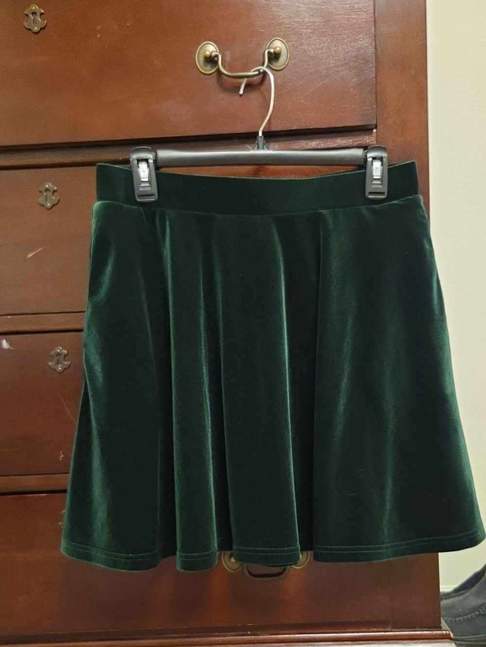 Modcloth Emerald Green Velvet Skater Skirt